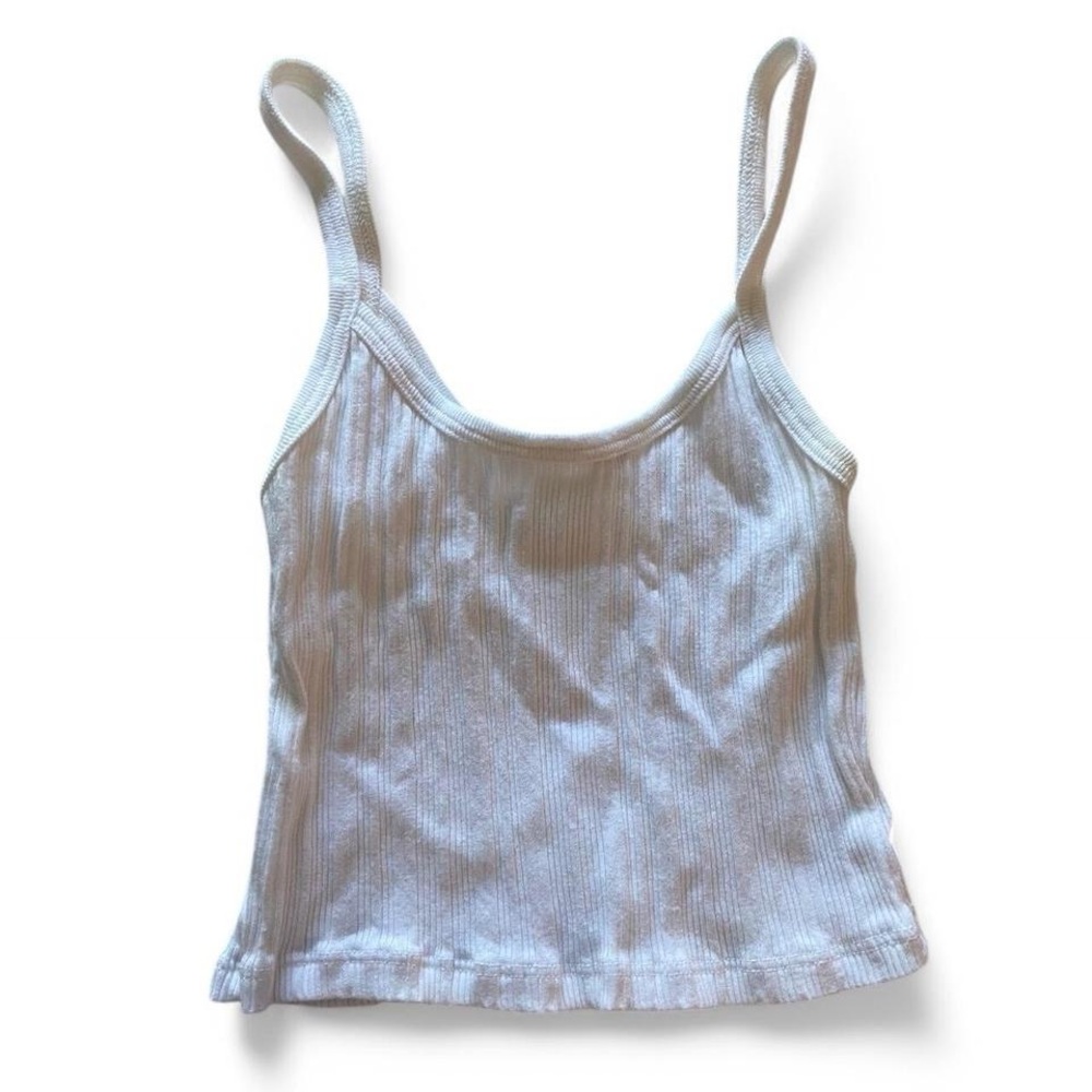 Brandy Melville White Ribbed Cropped Tank Top One Size